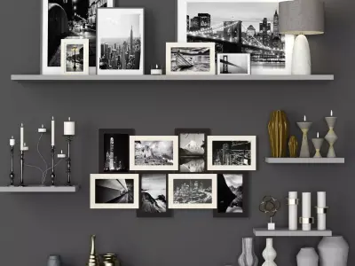 Decorative Set - 3 shelf 3D model