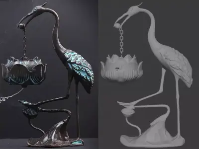Crane Incense Burner 3D Model Free 3D print model