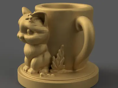 Adorable Cat planter candy container urn candle holder 1 3D print model