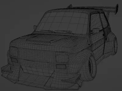 Toon style Fiat polski Drift spec eevee Low-poly 3D model