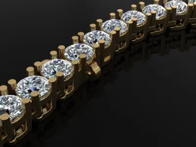 Diamond Tennis Necklace 3mm70 3D print model