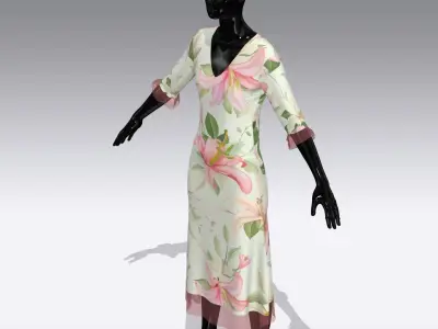 Female Cloth Dress Low-poly 3D model