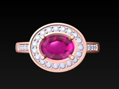 Oval stone ring - Womens  Rings -  N717455 3D print model