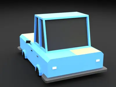 Low Poly Car 3D Model Blue-Yellow Car Low-poly 3D model