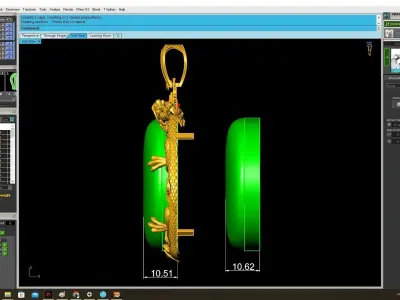 Luxury Oval Green Gemstone Pendant with Ornate Frame  4005 3D print model