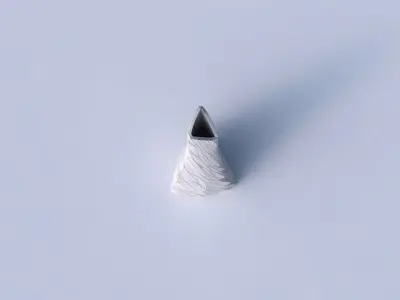 Vase grounded tilted triangle with fine twisted organic cells 3D print model