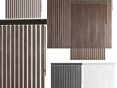 Vertical wooden blinds 3 options 3 colors 3D model