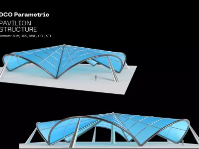 Architectural Tensile Structure 5 sides 3D model