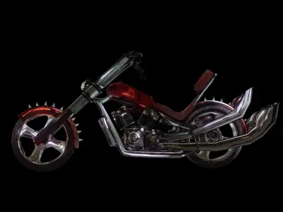 Chopper Motorcycle  Low-poly 3D model