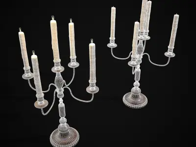 Five Point Candelabra Low-poly 3D model