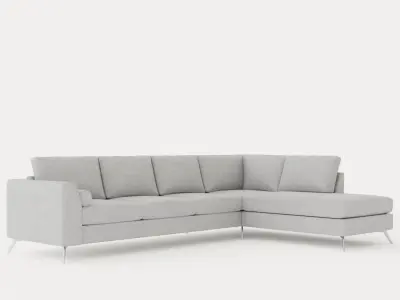 Ocean Luxury 4 Seater Sofa With Chaise Lounge Right Gray Low-poly 3D model