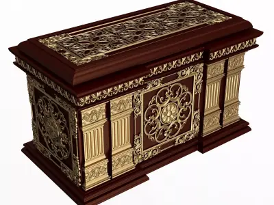 Chest 02 Red Low-poly 3D model