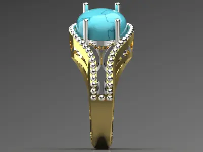 Luxury two-tone ring with turquoise modelgr0112 3D print model