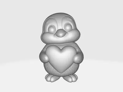 Cute Penguin Holding Heart Valentines Figurine 3D print model