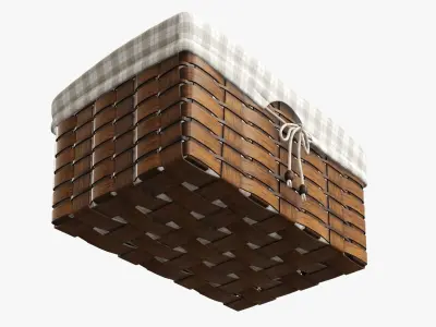 Wicker basket dark brown with fabric interior  3D model