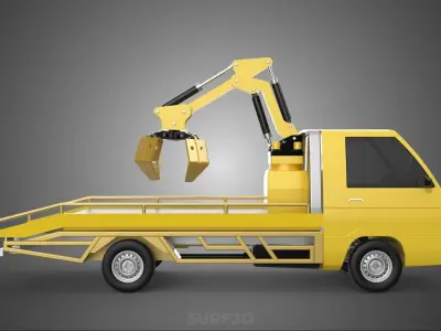 CAR PICK UP TRUCK WOOD LOG TREE LOADER GRAB CRANE LIFTER GRABBER 3D model