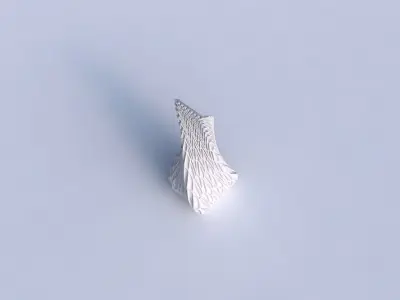 Vase twisted top bent quadratic 2 with wavy grid piramides 3D print model