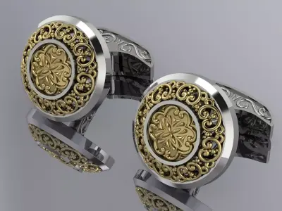 Elegant Mens Cuffinks Gold Brand Jewelry 3D print model