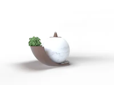 Flowerpot egg with plant in it 3D model