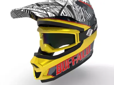 Motocross Helmet Low-poly 3D model