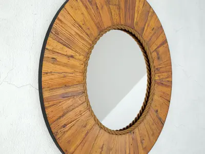 Salvaged Round Wood Mirror 3D model