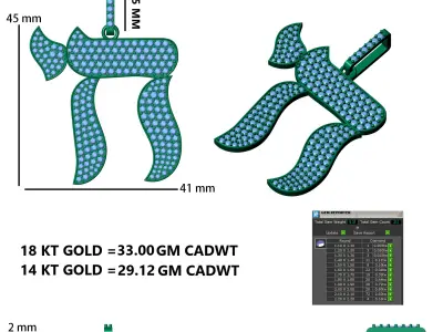 Luxury Iced-Out Chai Pendant  3D print model