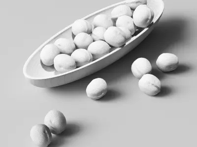 Walnut in a wooden nut bowl Low-poly 3D model