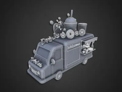Asset - Cartoons - Food Car - Drinks Car 3D model