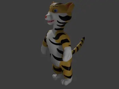 Cartoon Style Low Poly Tiger - High-Quality 3D Asset Low-poly 3D model