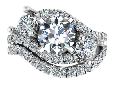 3 Stone Ring With Band 2505 3D print model