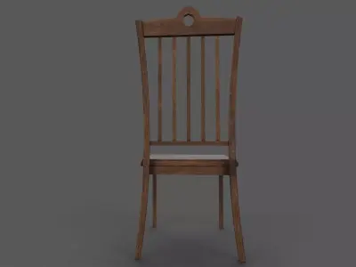 Wooden chair Low-poly 3D model 6