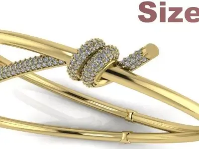 Knot Bracelet With Diamonds - Size 21 3D print model