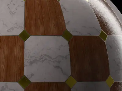Marble Tile Materials 9- Mix by Wood and Metal TIle Pbr Seamless Low-poly 3D model