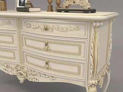Classic European style Sideboard and Decoration 5 3D model