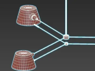 spread chandelier with three lamps hanging from it 3D model