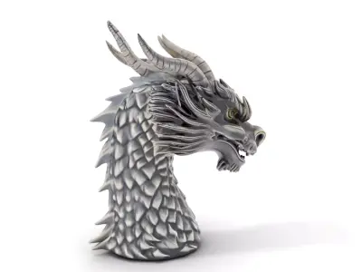 Silver Dragon Head model pack Low-poly 3D model