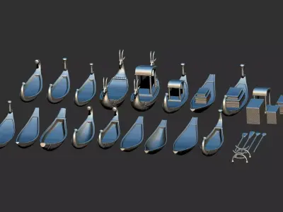 Ancient Egyptian Boats Ships 3d printable models collection 3D print model