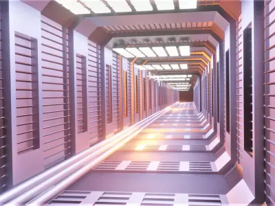 Tunnel corridor in spaceship Free 3D model
