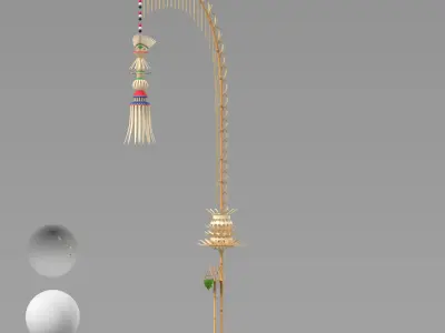 Penjor Bali Decorative Balinese Bamboo Festival Pole 3D model