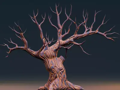 Stylized Halloween Props - Withered Tree 2 Low-poly 3D model
