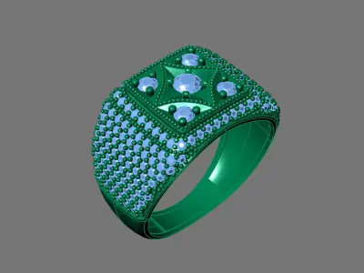 Gents Rings Diamond Men Ring STL 3DM 3D ready print model 3D print model