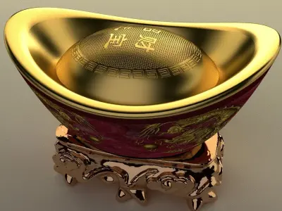 Chinese gold ingot 3D model