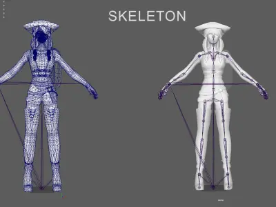 Pirate Girl UE4 Low-poly 3D model