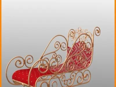 Sleigh ornate chair with cushion 3D model