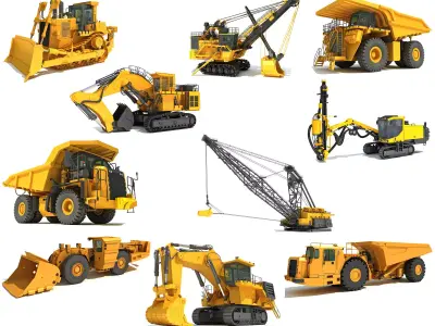 Mining Machinery Equipment Pack 3D Model Collection