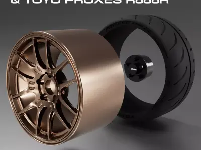 1-24th 18-inch Enkei GTC02 and Toyo Proxes R888R Combo 3D print model