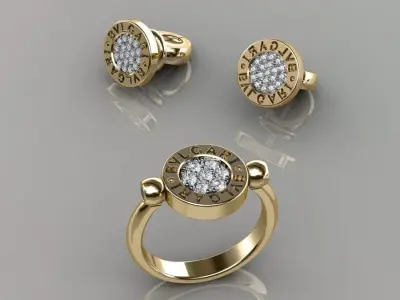 Bvlgari Ring and Earrings  3D print model