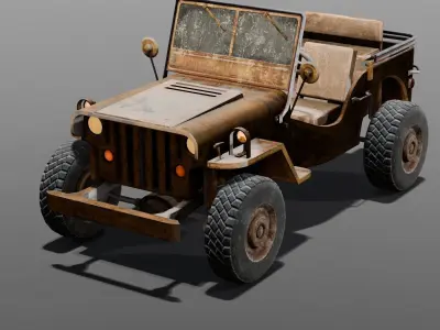 Rusted Jeep 3D Model  Low-poly 3D model