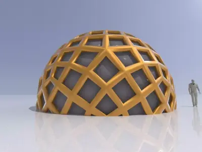 Geodesic Dome Like structure with panels 3D model