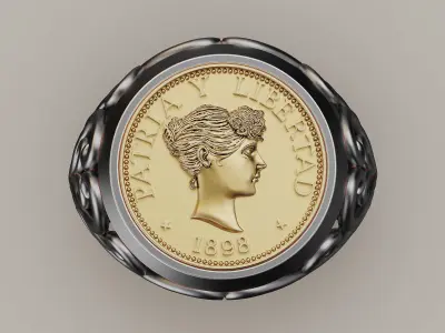 Anniversary of Souvenir Peso  Coin Ring gold printable 3d model 3D print model